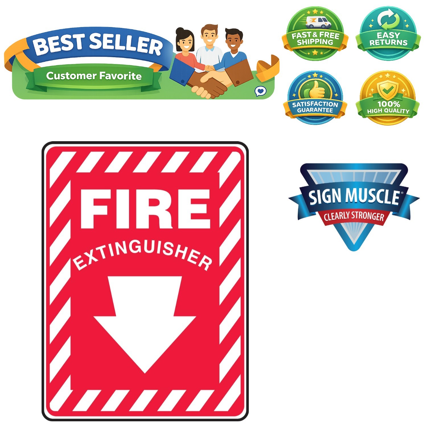 OSHA Approved Fire Extinguisher Sign – 10×7 Durable Plastic for Indoor/Outdoor