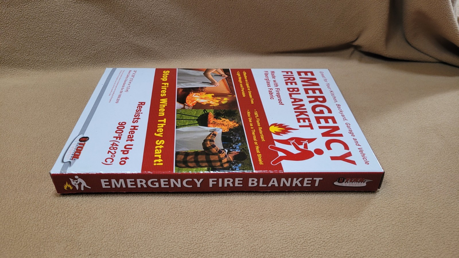 Emergency Fire Blanket 39” x 39” Kitchen Home Fiberglass Fireproof Heat Shield