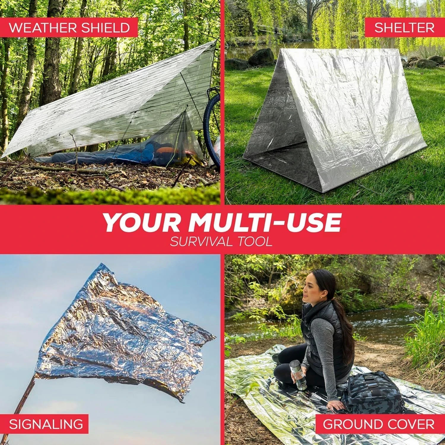 Emergency Blankets for Survival Gear and Equipment x6 Space Blanket Mylar 6 Pack