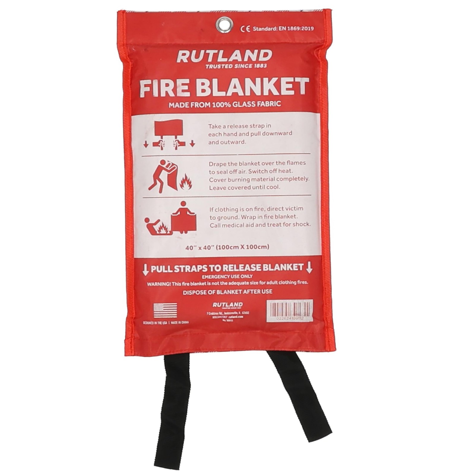 Rutland Fire Blanket for Home and Kitchen Emergency – 1 Pack, 40″ x 40″ – Fib…