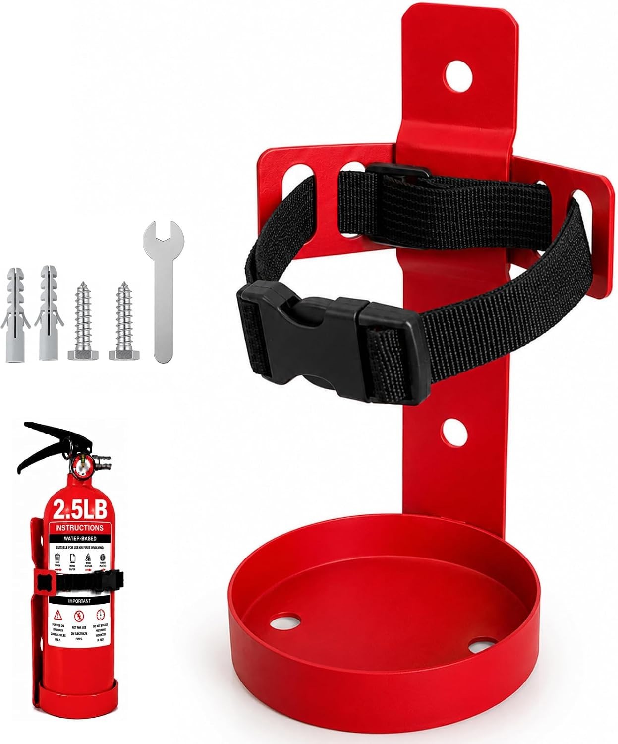 Compact Fire Extinguisher Wall Mount Bracket – Heavy Duty Quick Release Holde…