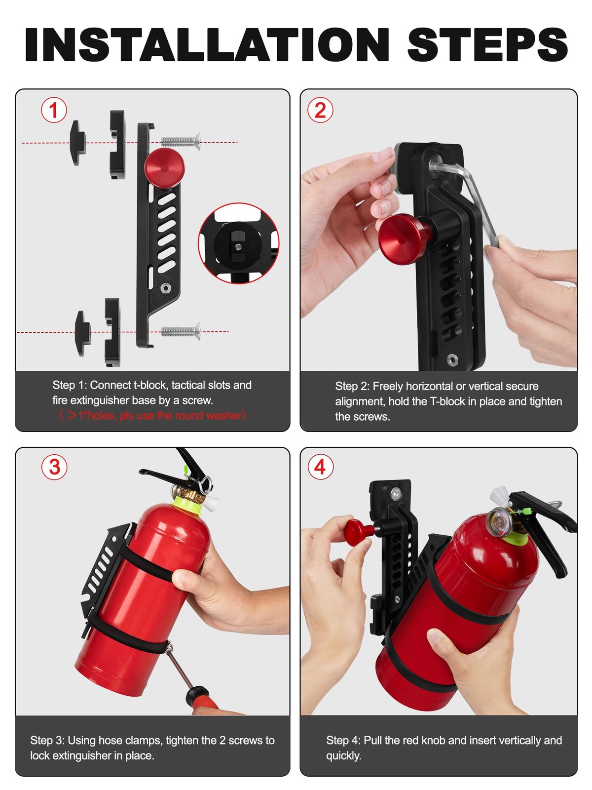 ZIDIYORUO MOLLE Panel Fire Extinguisher Mount Kit Fits 1″-2″ Rigid MOLLE Pane…