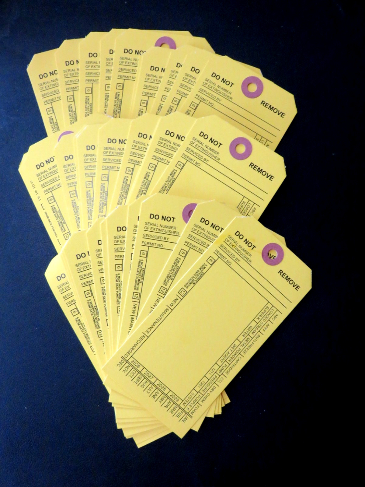 🔥🧯100 FIRE EXTINGUISHER DOUBLE SIDED INSPECTION TAGS 2023-2026 5 1/4 X 2 ½