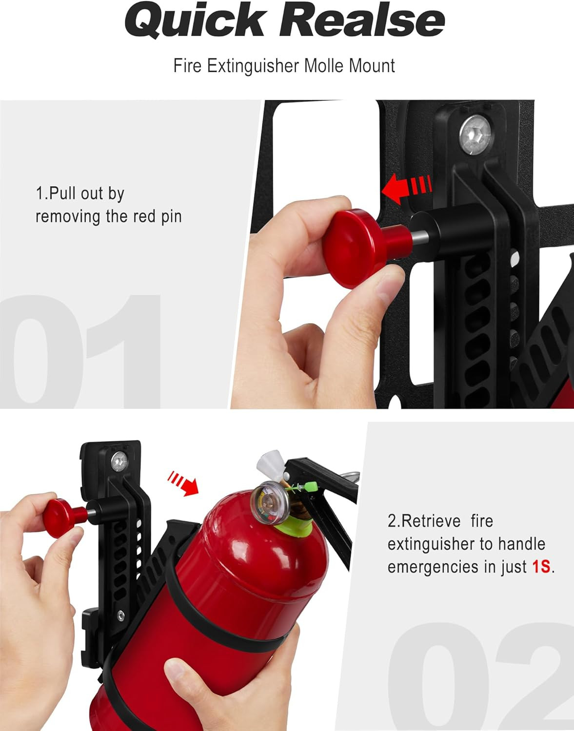 MOLLE Fire Extinguisher Mount Kit – Quick Release Bracket for Tactical Panels, T
