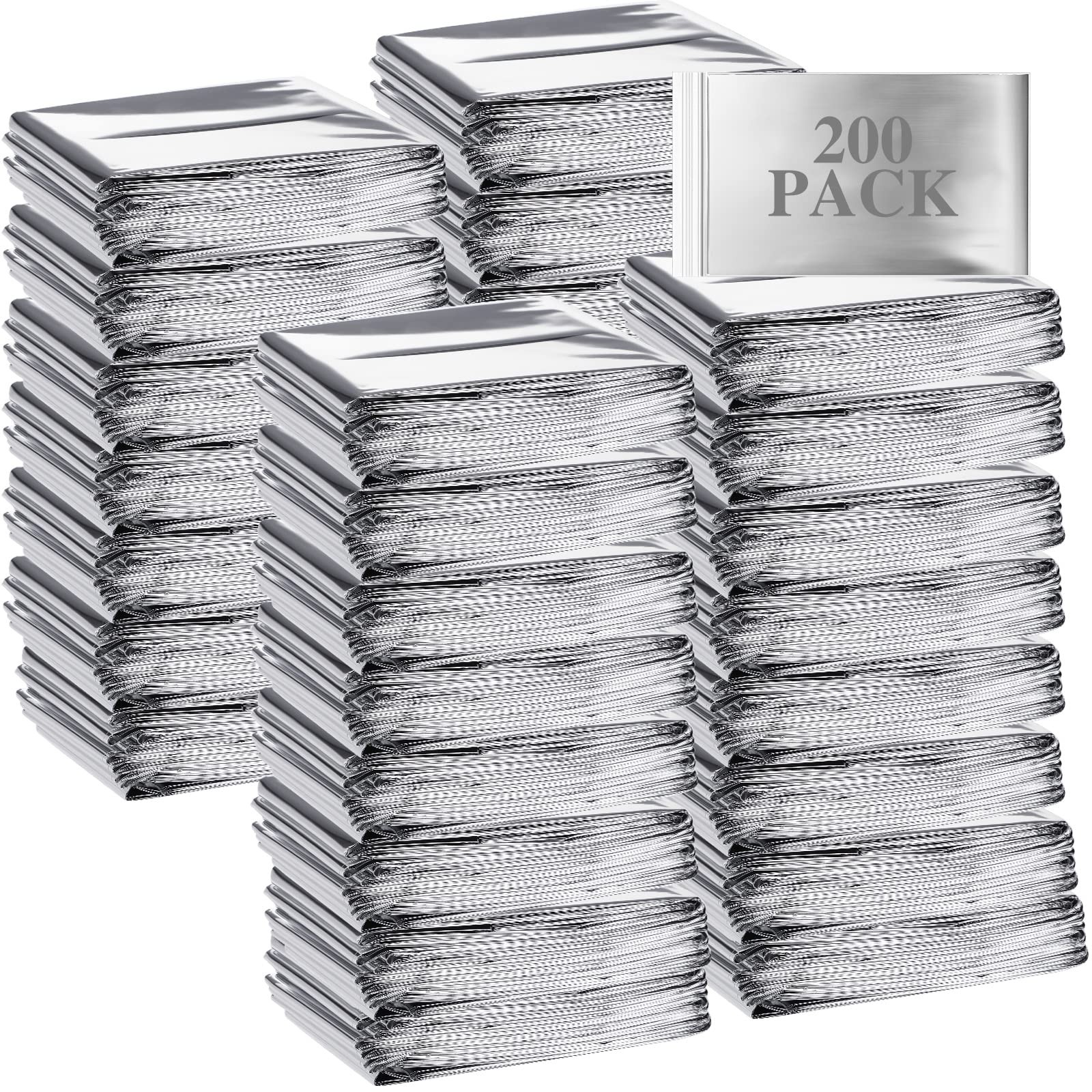 Emergency Blanket 200 Pieces Bulk Set Pack Thermal Silver Foil Reflective