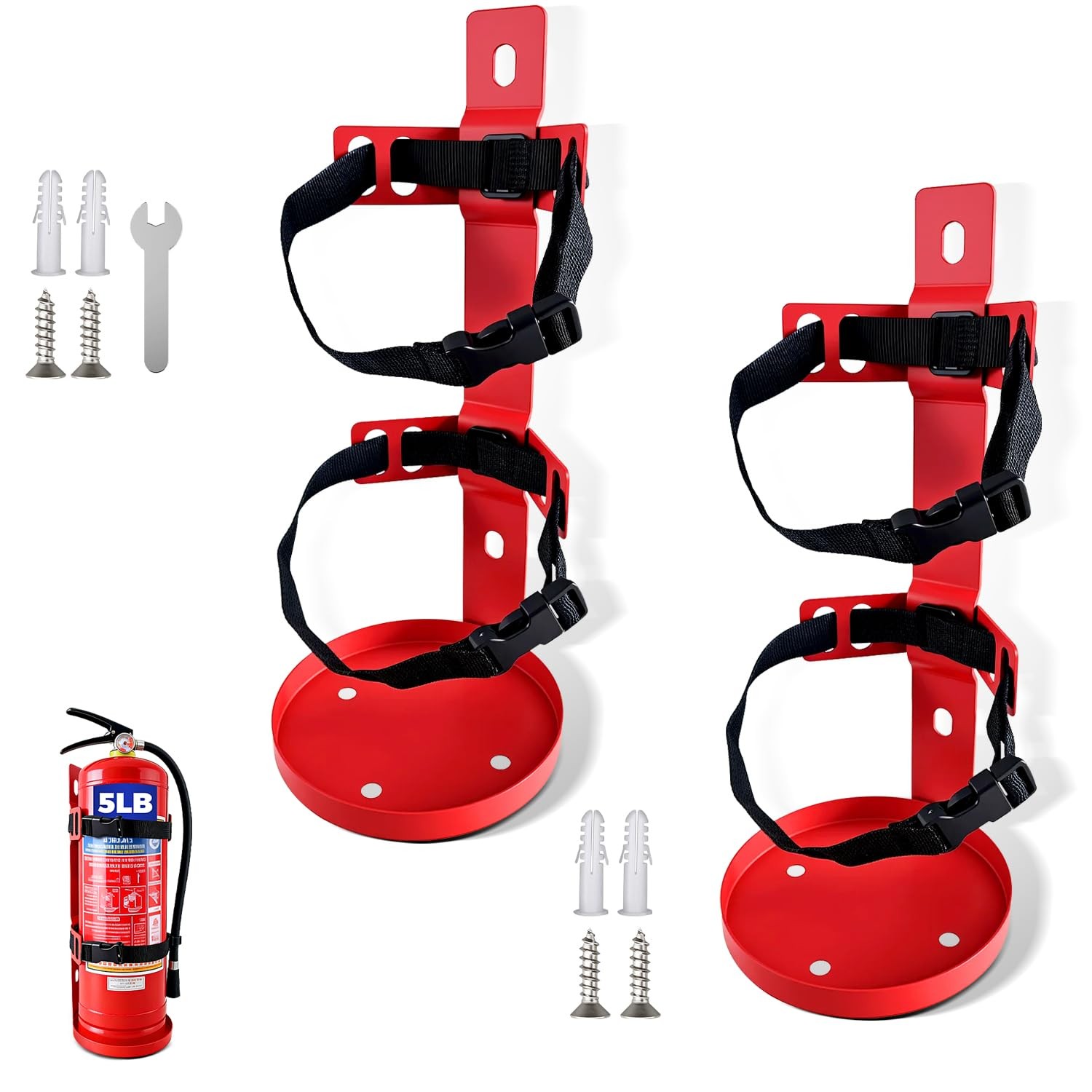 2 PCS Fire Extinguisher Wall Mount Bracket Heavy Duty Metal Holder For 5 Lb
