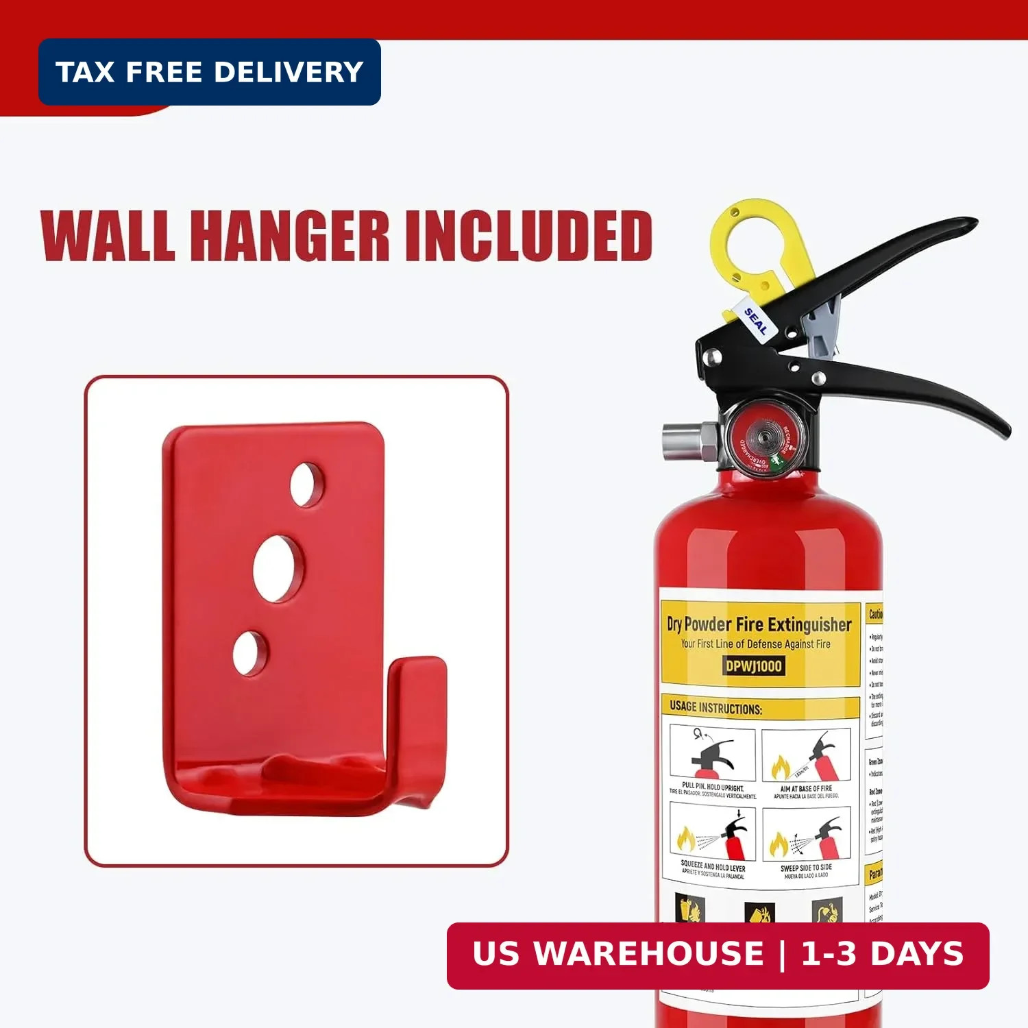 2 Pack ABC Fire Extinguisher – 2.5lb 1A:10B:C Dry Chemical Fire Extinguisher wit
