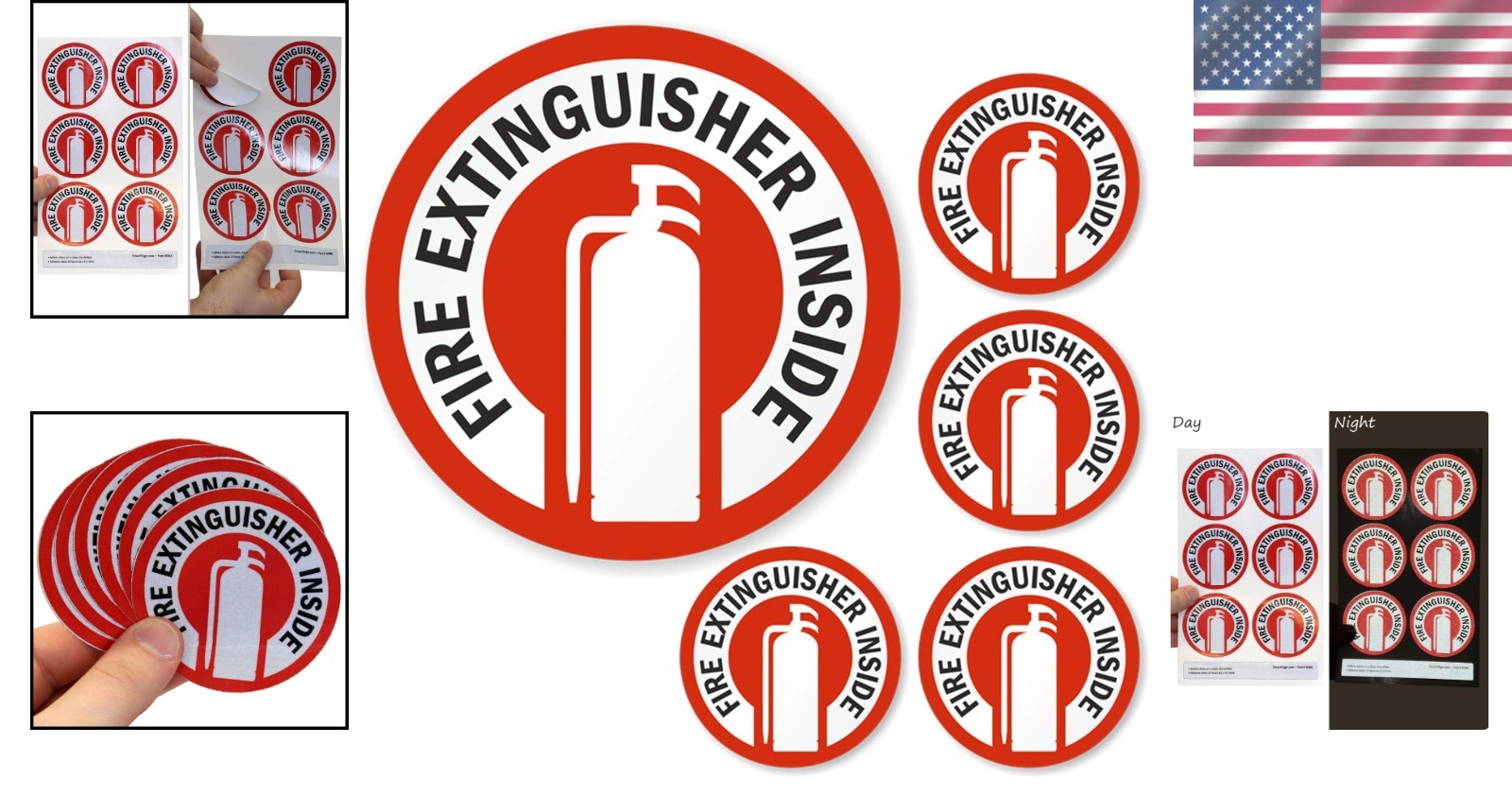 6 Engineer Grade Fire Extinguisher Stickers | Reflective 2.75″ Labels