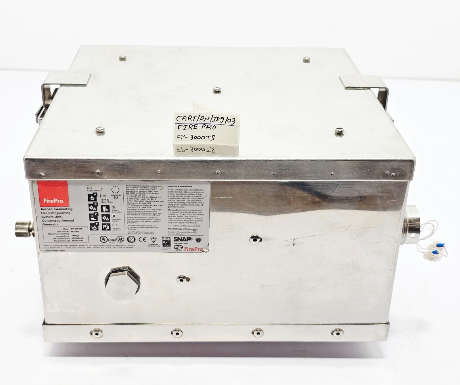 FirePro FP-3000TS Condensed Aerosol Fire Extinguishing Generator Stainless Steel