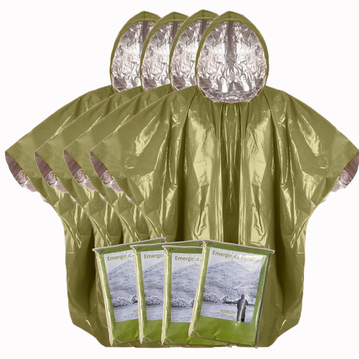 Thickened Emergency Rain Poncho with Mylar Blanket Liner, Heavy Duty Thermal …