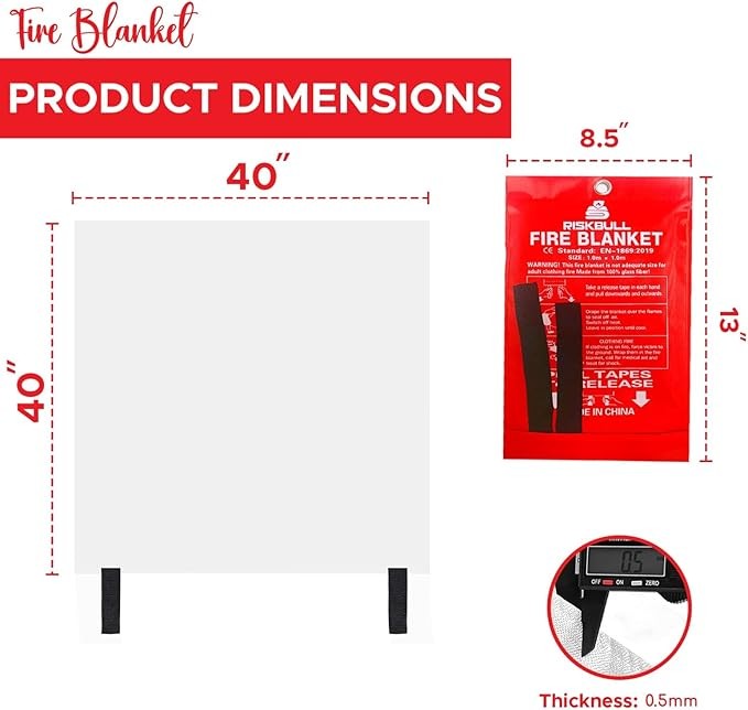 Emergency Fire Blanket 2 Pack 40” x 40” Fiberglass without gloves – FIRE MAN
