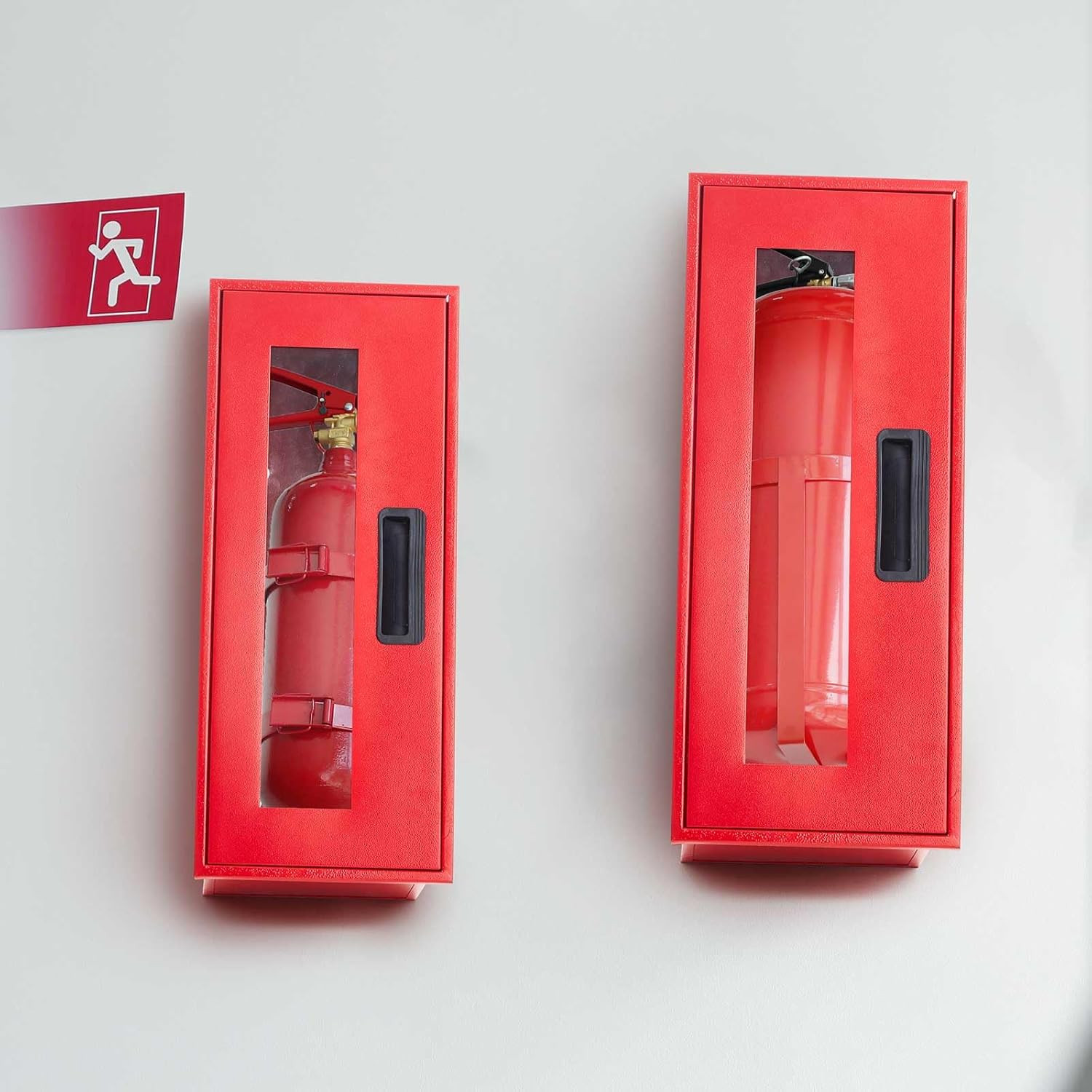 2 Pack Red Steel Fire Extinguisher Cabinet for Indoor/Outdoor Use