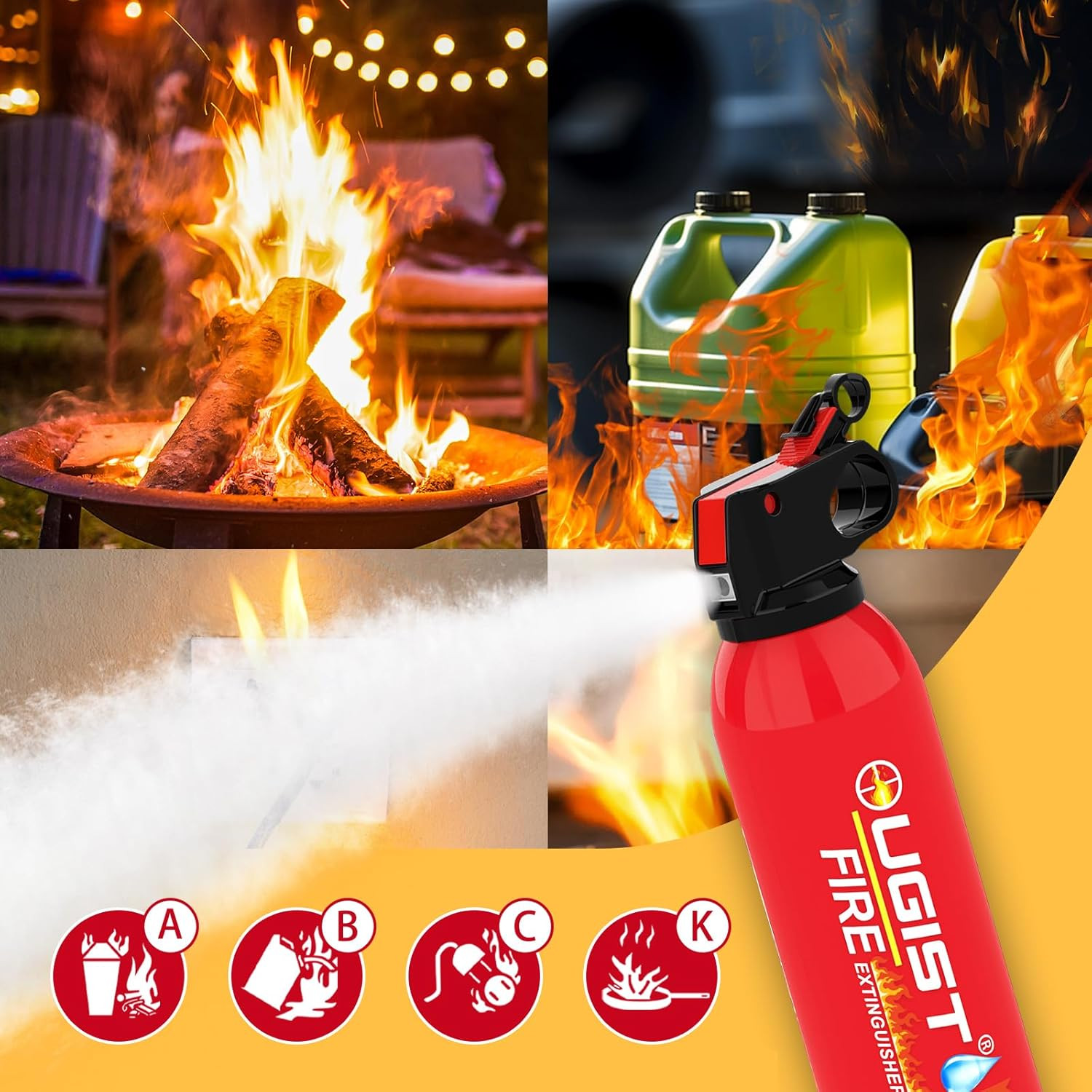 Ougist Small Portable Fire Extinguisher for Home and Car, 21Oz Each, 1-Pack, Wat