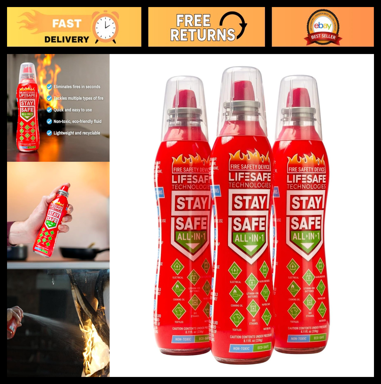 Portable Fire Extinguishing Spray – Compact, Eco-Friendly, Non-Toxic, Smothers 1