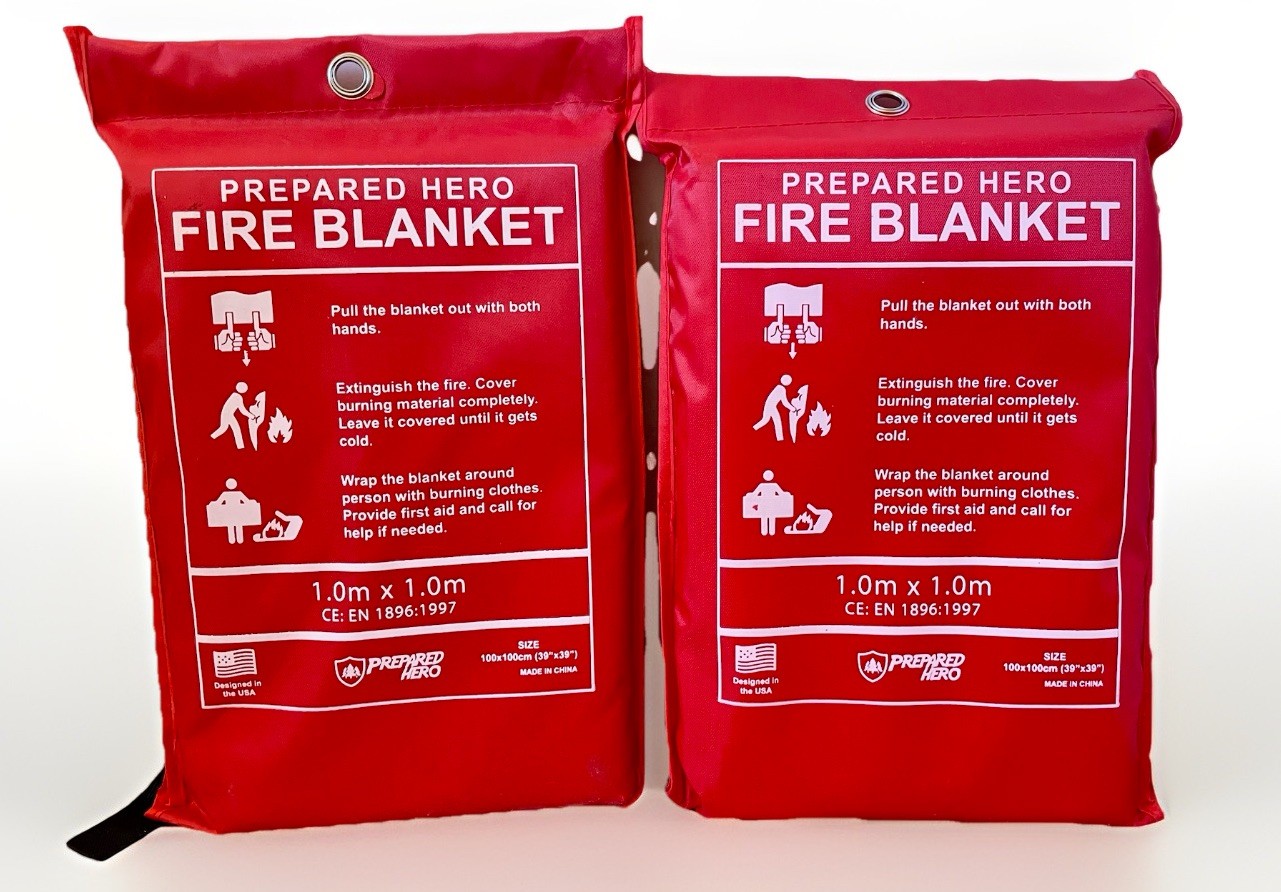 PREPARED HERO Fire Blanket 39X39″ Fiberglass Home Emergency Safety (Lot of 2)NEW