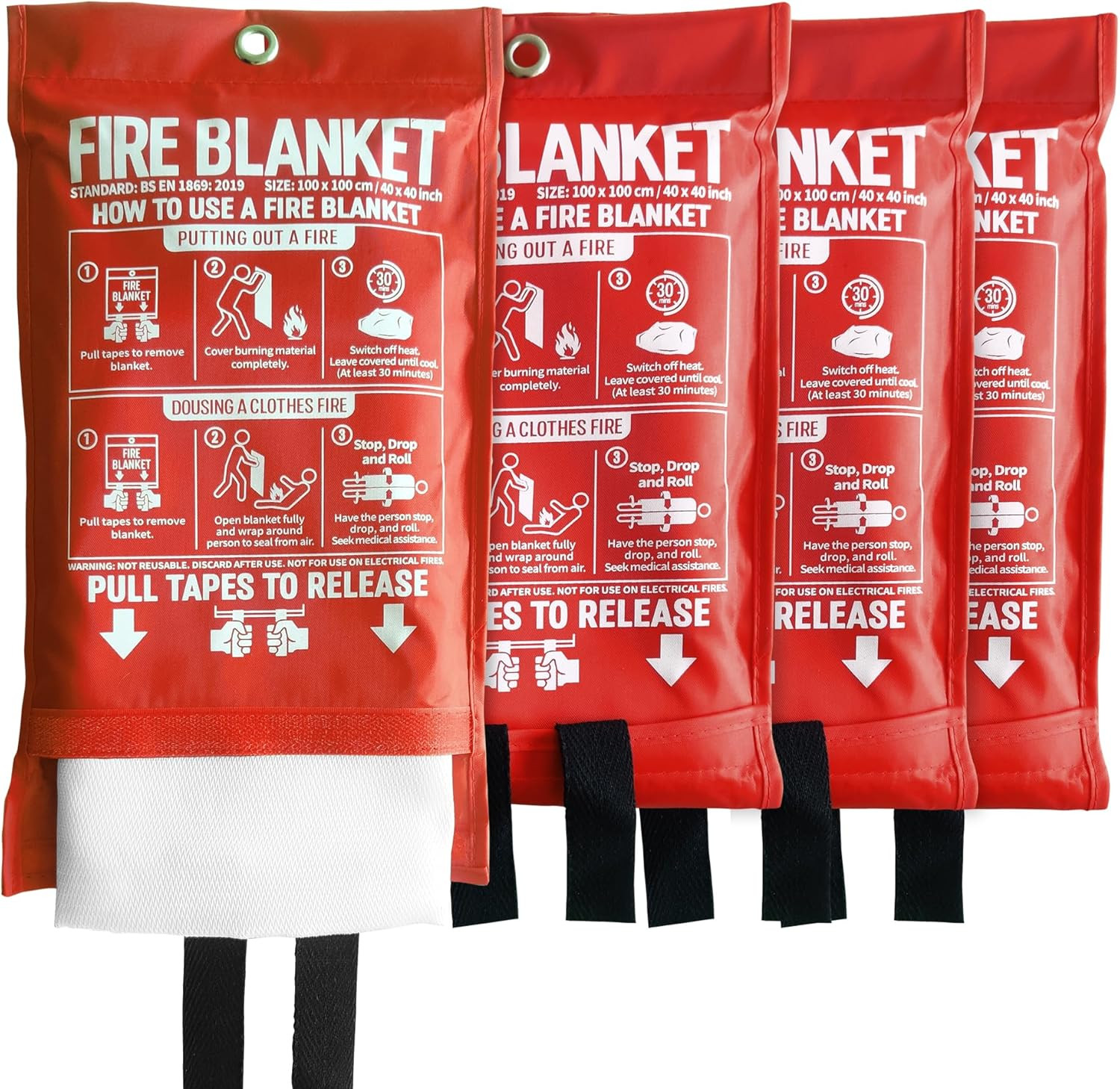 Manta Ignífuga para Cocina y Hogar 40×40 cm Fibra de Vidrio 4 Pack Emergencia
