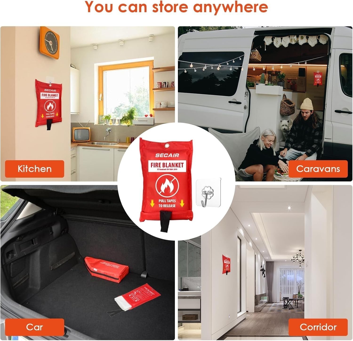Emergency Fire Blanket Home & Kitchen Fiberglass Fire Suppression Blanket Great