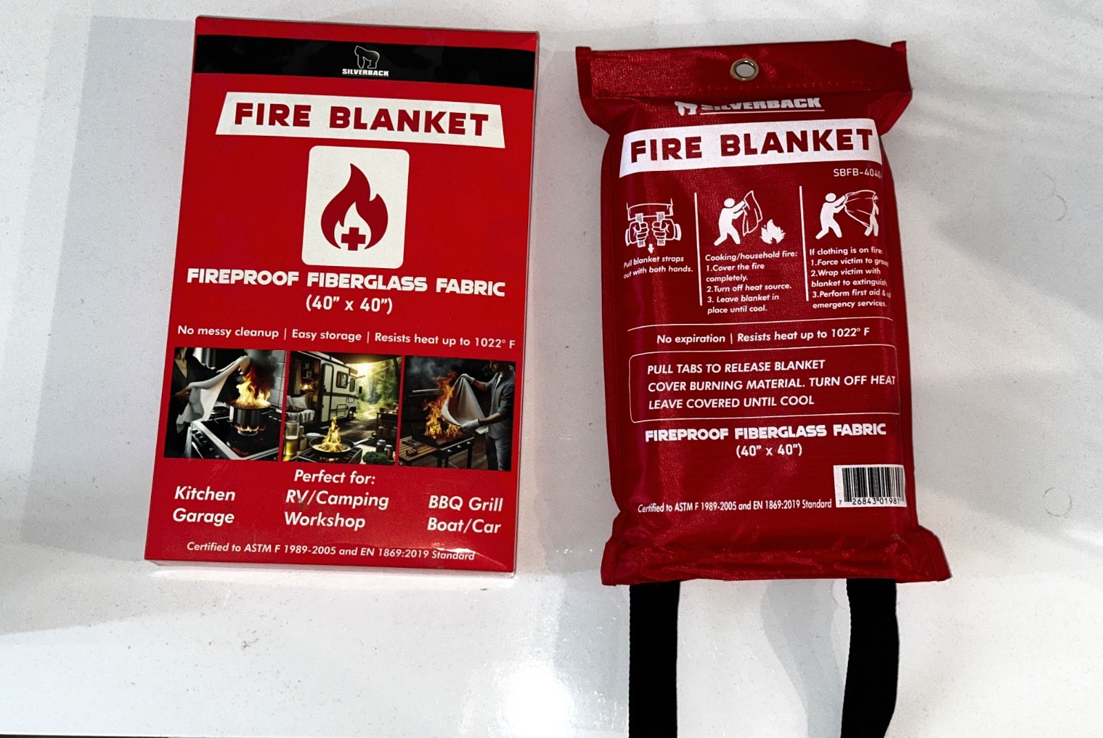 Silverback Fire Blanket – 100% Fiberglass Fabric 40”x40”
