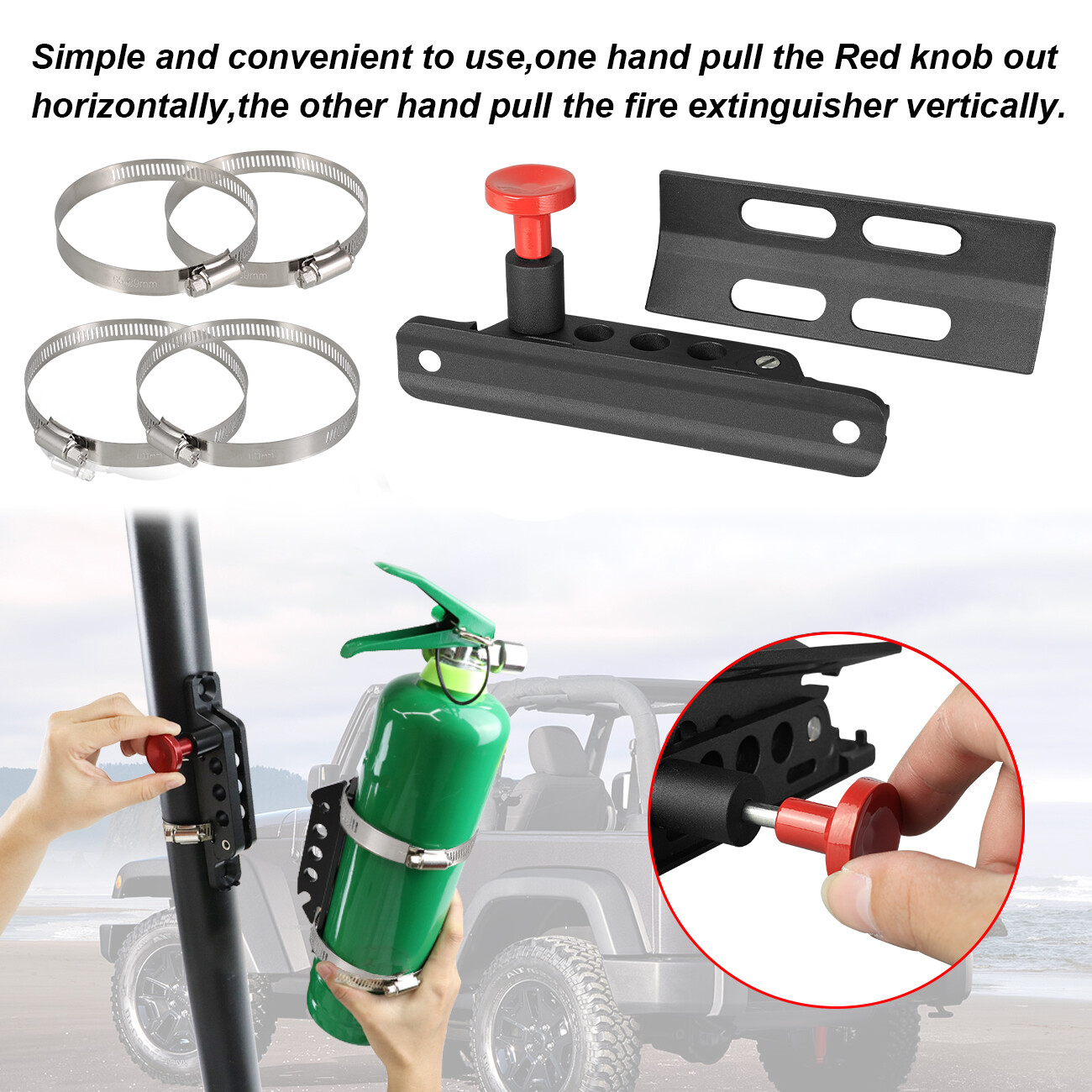 Car Fire Extinguisher Mounting Bracket Compatible with Polaris RZR Ranger