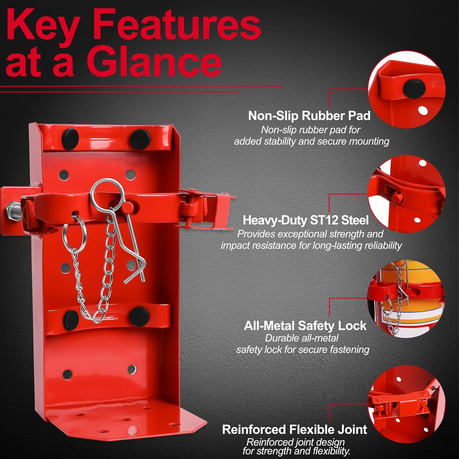 Fire Extinguisher Mount for 5 Lb & 10 Lb Extinguishers, Heavy Duty ST12 Steel Ho