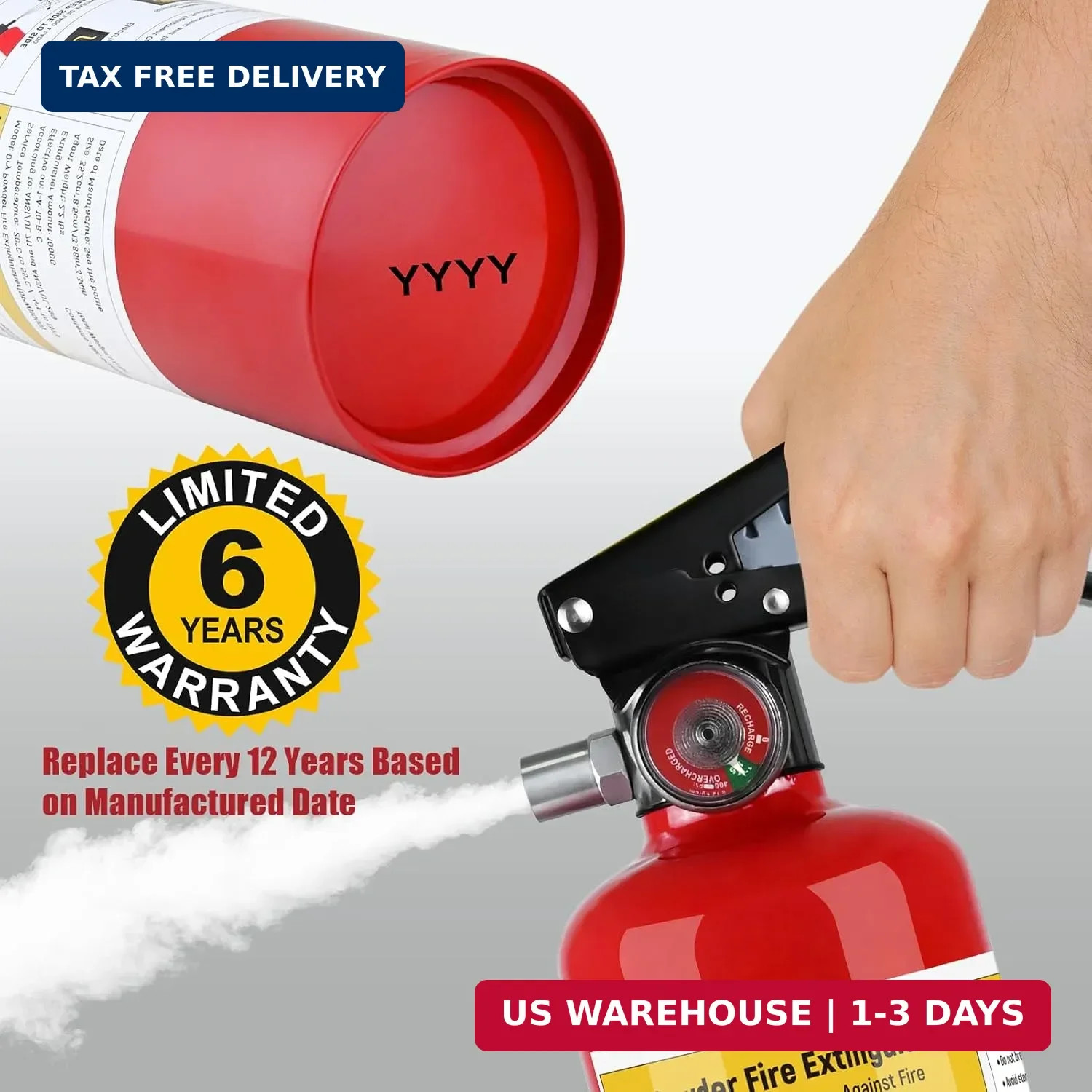 2 Pack ABC Fire Extinguisher – 2.5lb 1A:10B:C Dry Chemical Fire Extinguisher wit