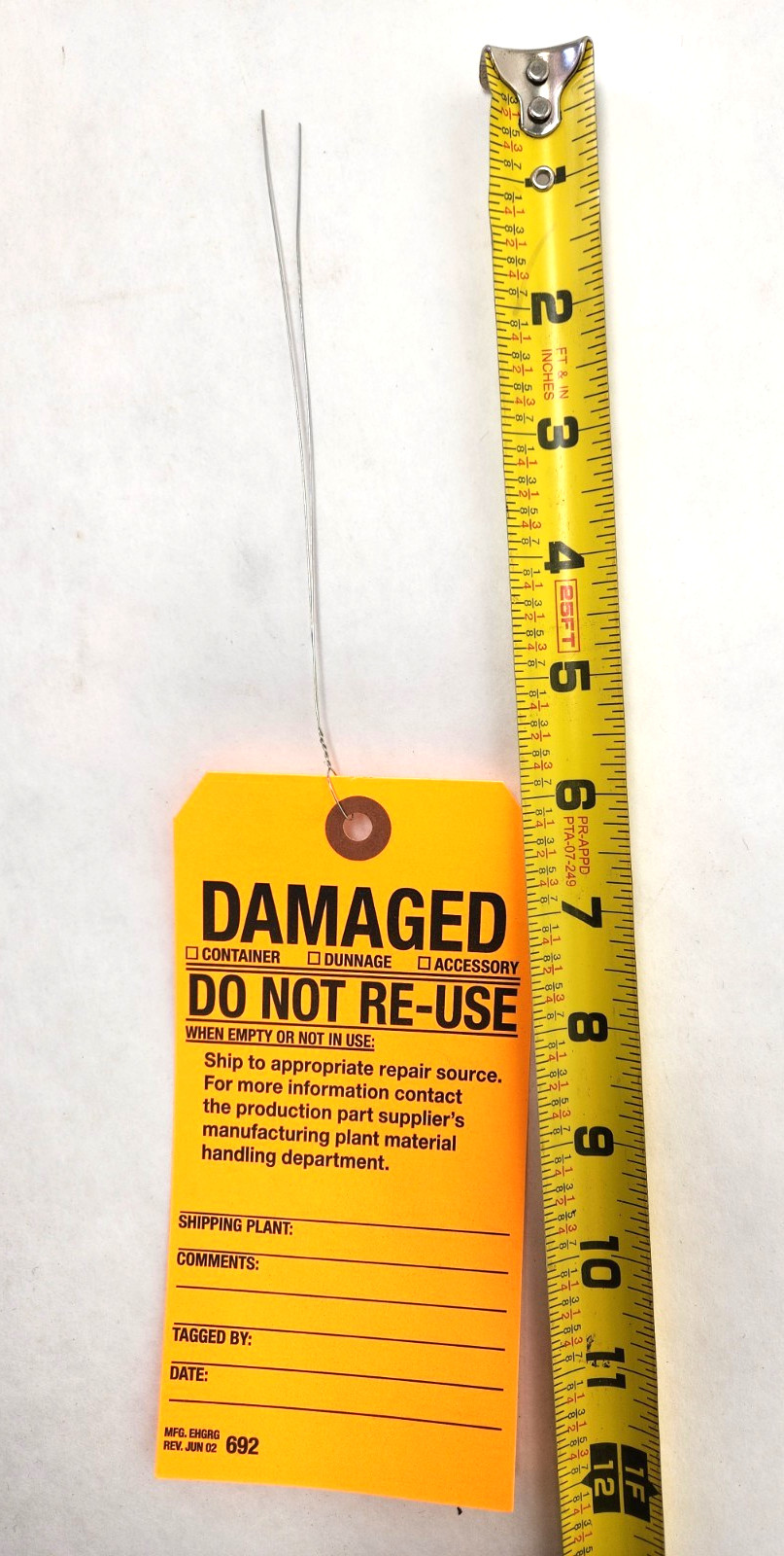 50 pcs – “Damaged Do No Re-Use” Shipping Safety Tag Warning Sign Orange