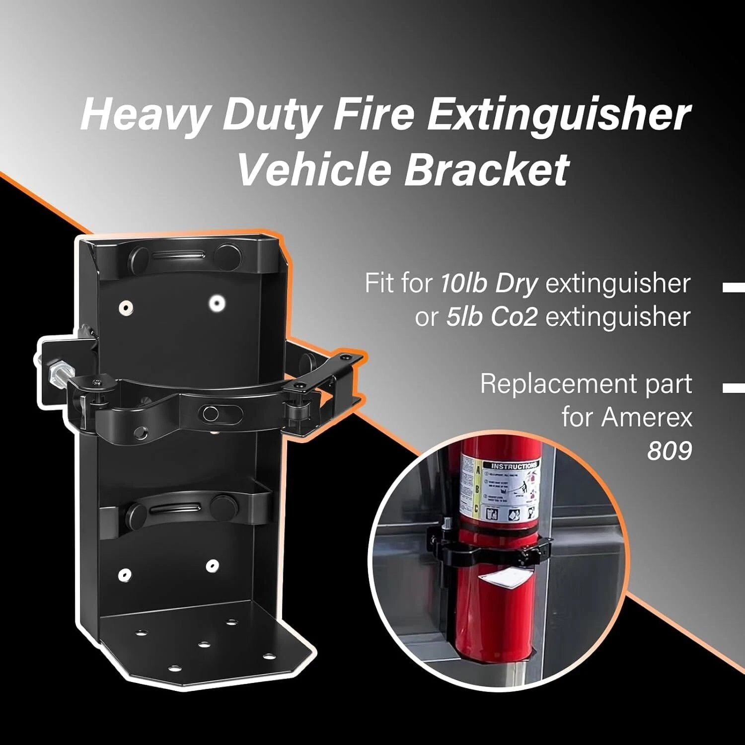 Dry Heavy Duty Fire Extinguisher Bracket 10 lb 5.25″ dia. Universal 809