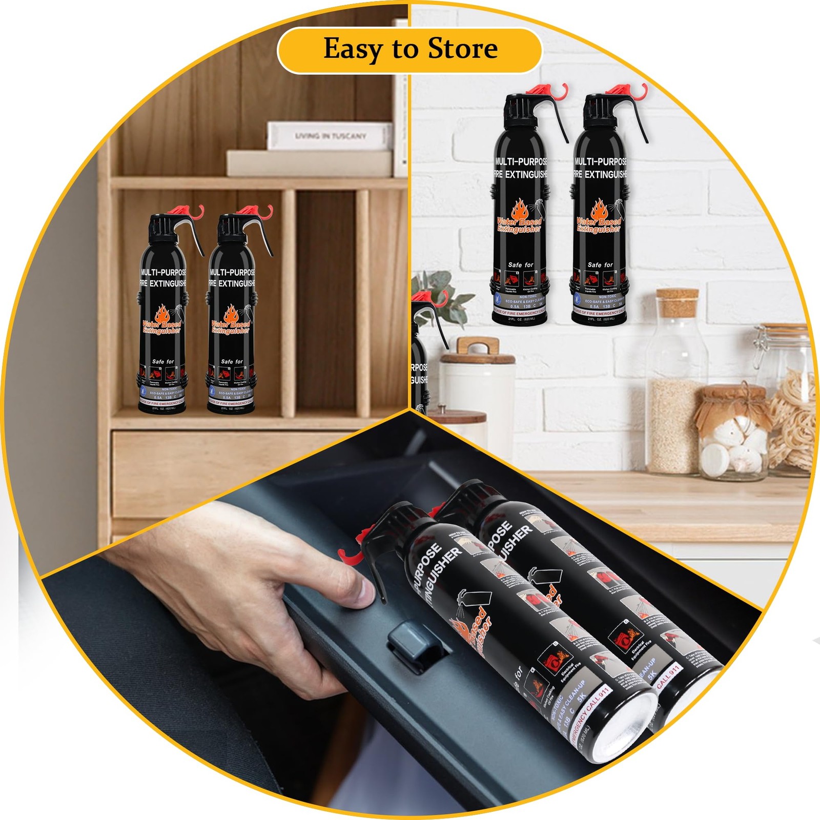 2 Pack Fire Extinguisher with Mount 8 In 1 for House Car Kitchen Vehicle Camping