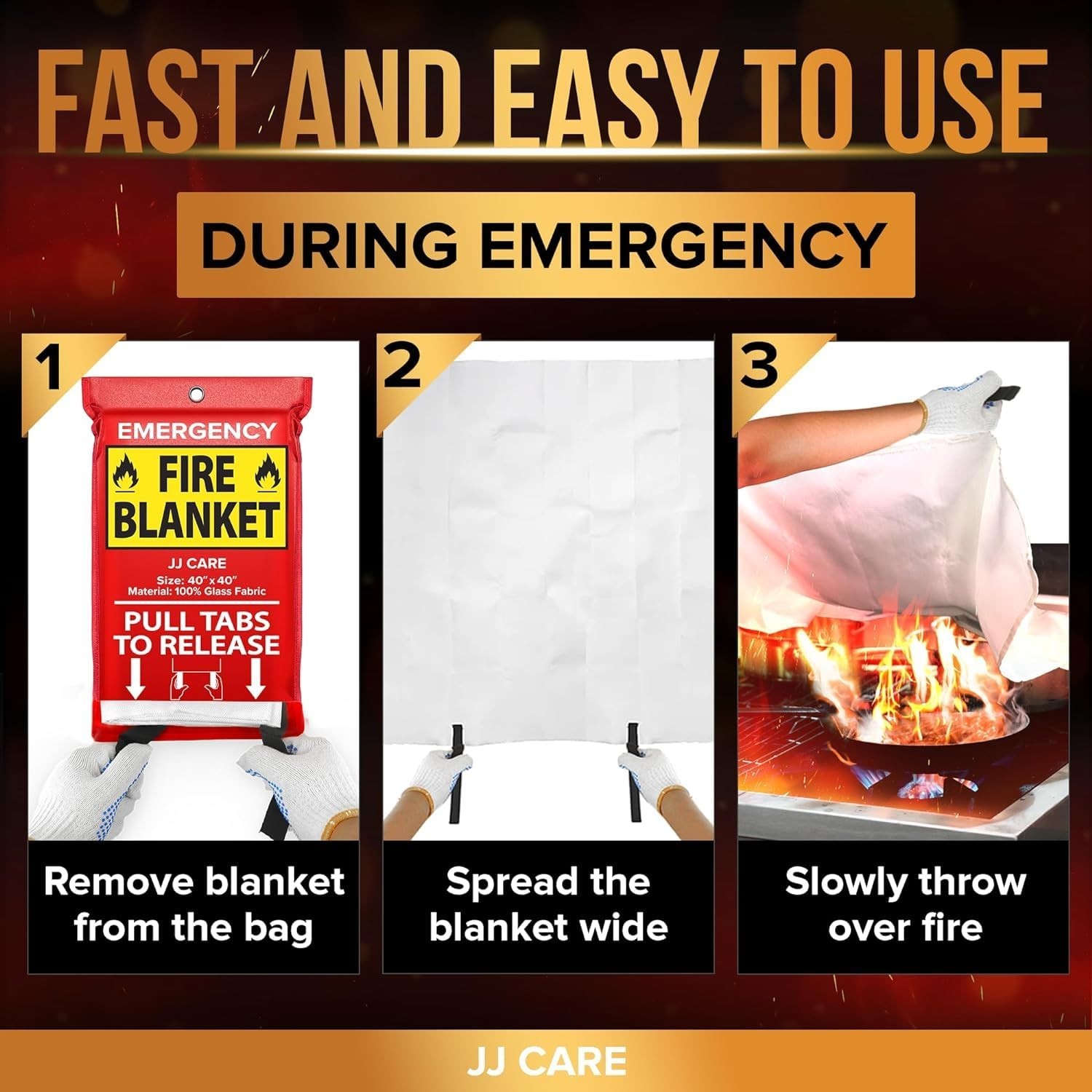 Emergency Fire Blanket 5 Pack – 40″x40″ Heat Resistant Safety Blankets for Home,