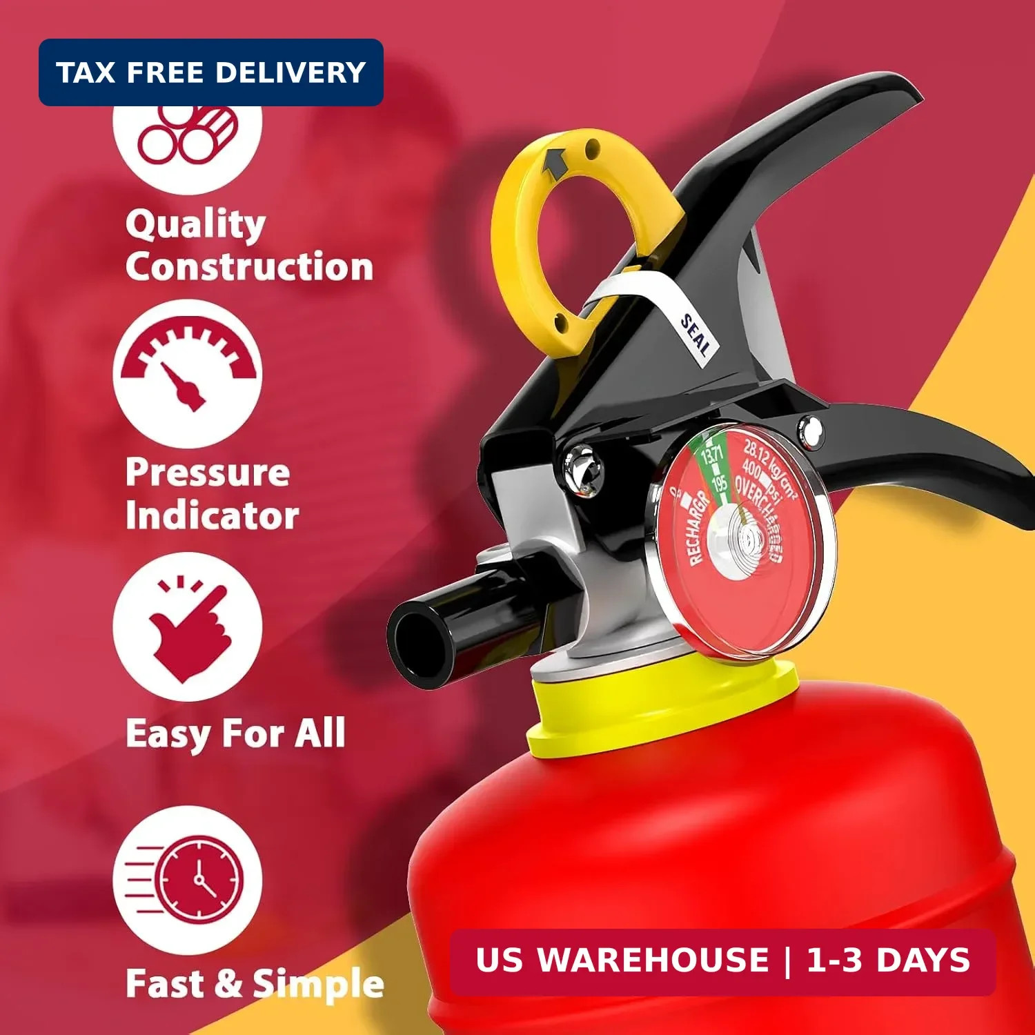 Ougist ABC Dry Chemical Fire Extinguisher, 5 lb – 2-A:10-B：C Rated for Home, Off