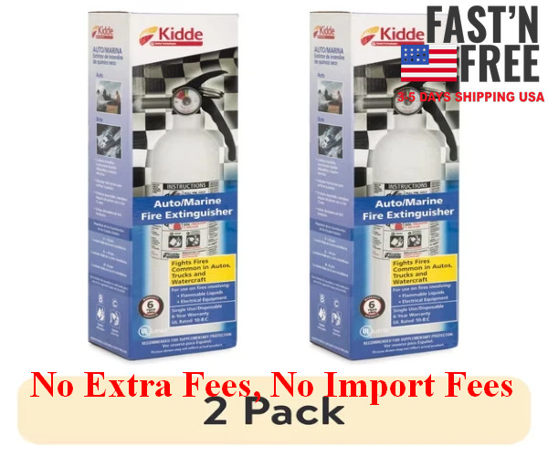 (2 pack) Kidde Auto/Marine UL Listed Fire Extinguisher, 10-B:C Rated, NEW USA