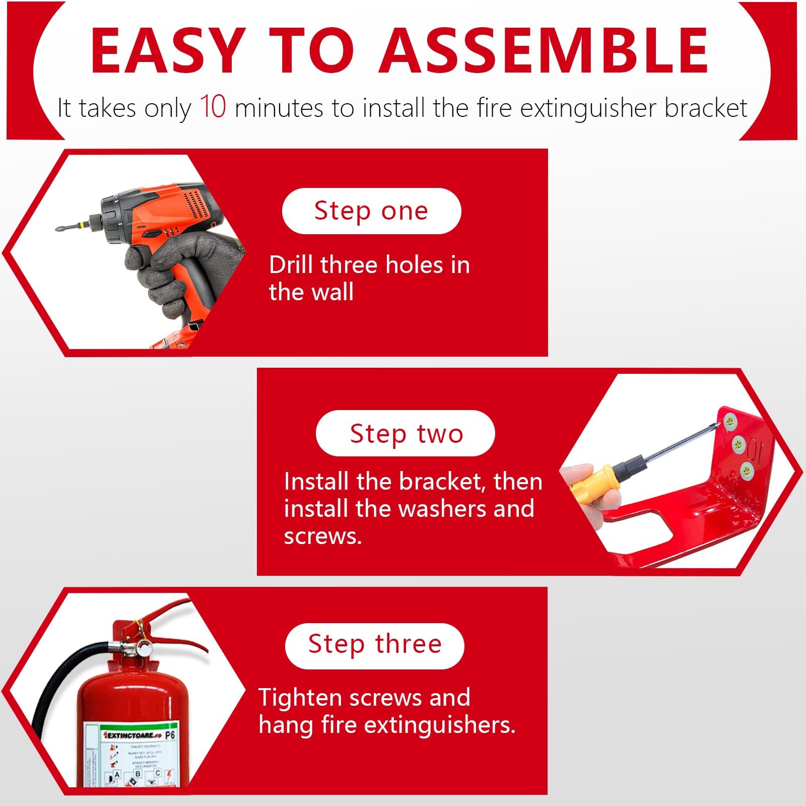 Universal Fire Extinguisher Bracket with Valve Body Slots Neck Under 1 in, Fo…