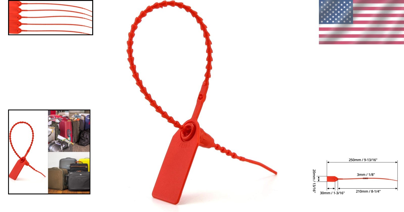 100Pcs Red Tamper Seals – Self-Locking Security Zip Ties for Fire Safety