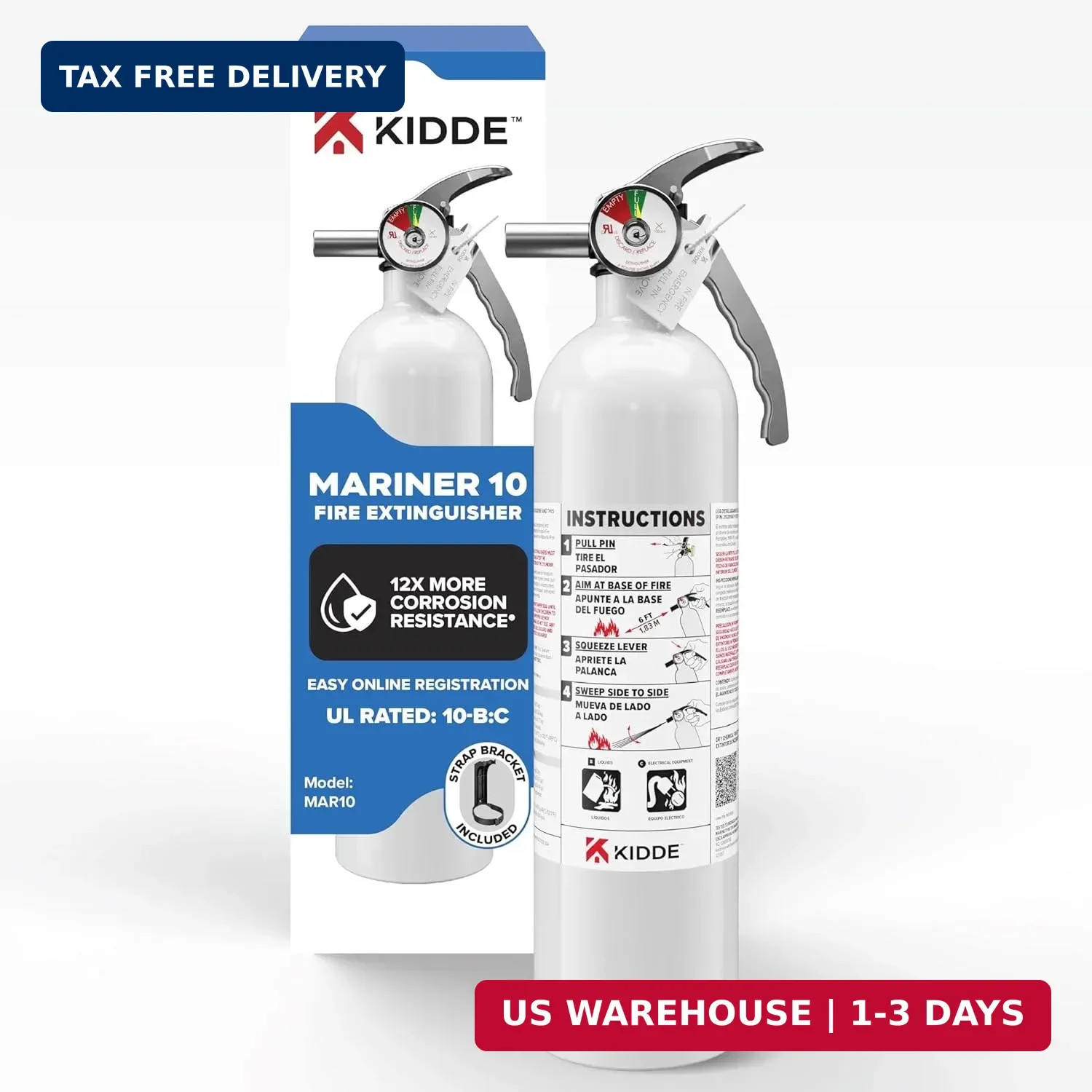 Kidde Fire Extinguisher for Boats, Single-Use 10BC
