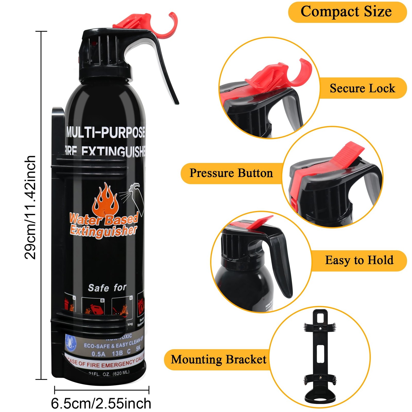 2 Pack Fire Extinguisher with Mount 8 In 1 for House Car Kitchen Vehicle Camping