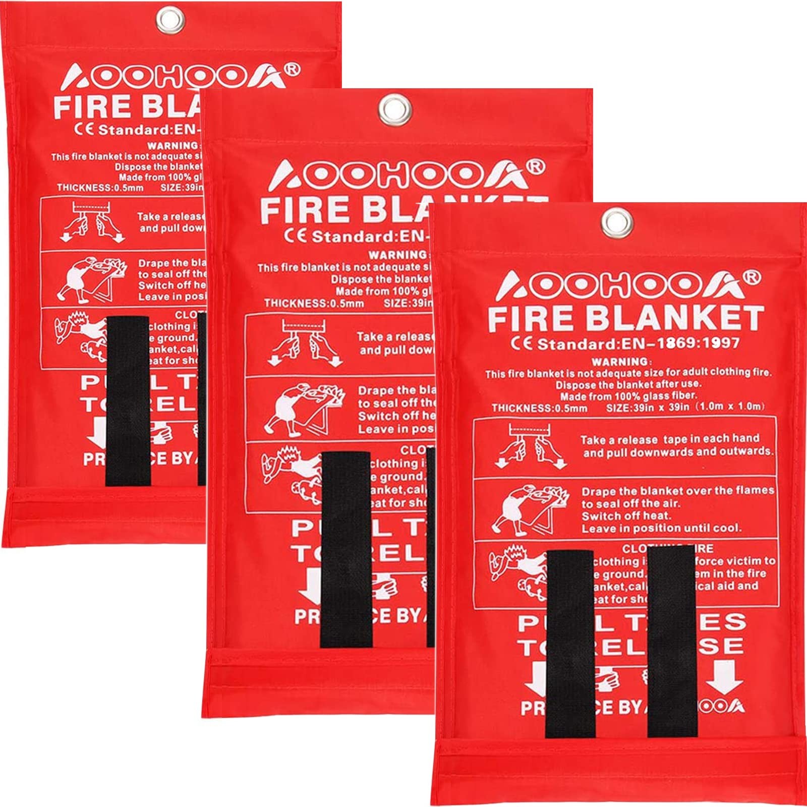 AOOHOOA Fire Blanket Fiberglass Emergency Fire Safety Blankets Flame Retardant P