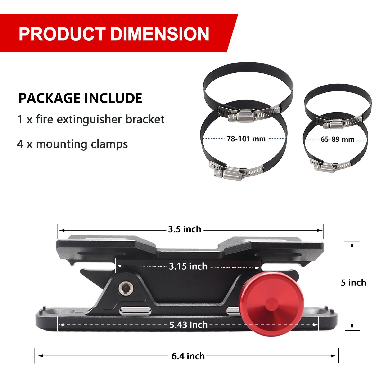 Quick Release Fire Extinguisher Mount – Aluminum Adjustable UTV Roll Black