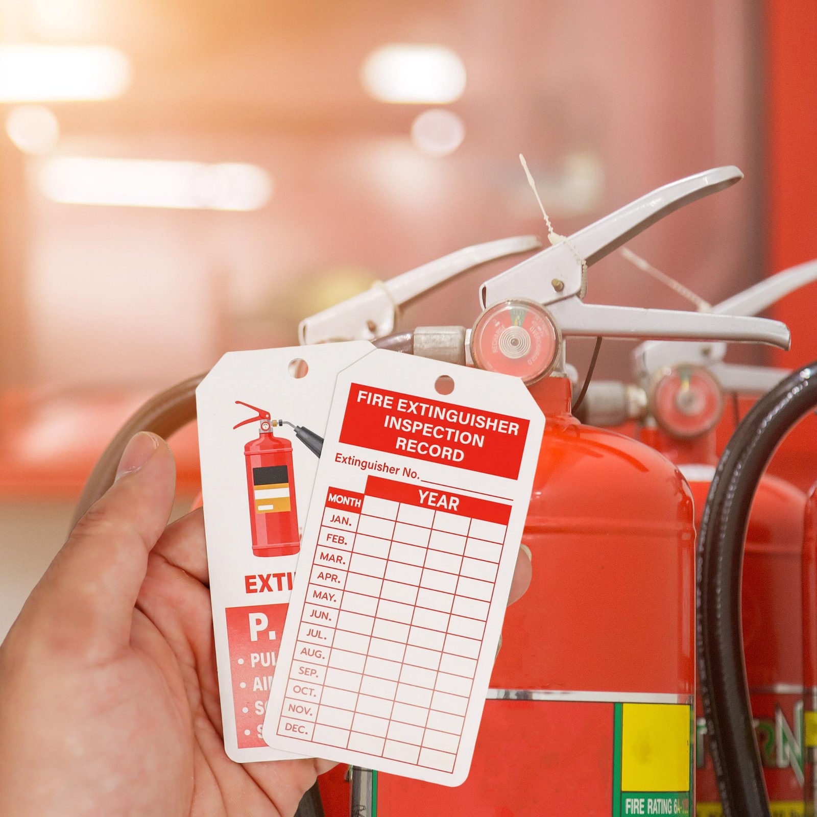 160 Sets Fire Extinguisher Tags with Adjustable Wire Ties Monthly Inspection Rec
