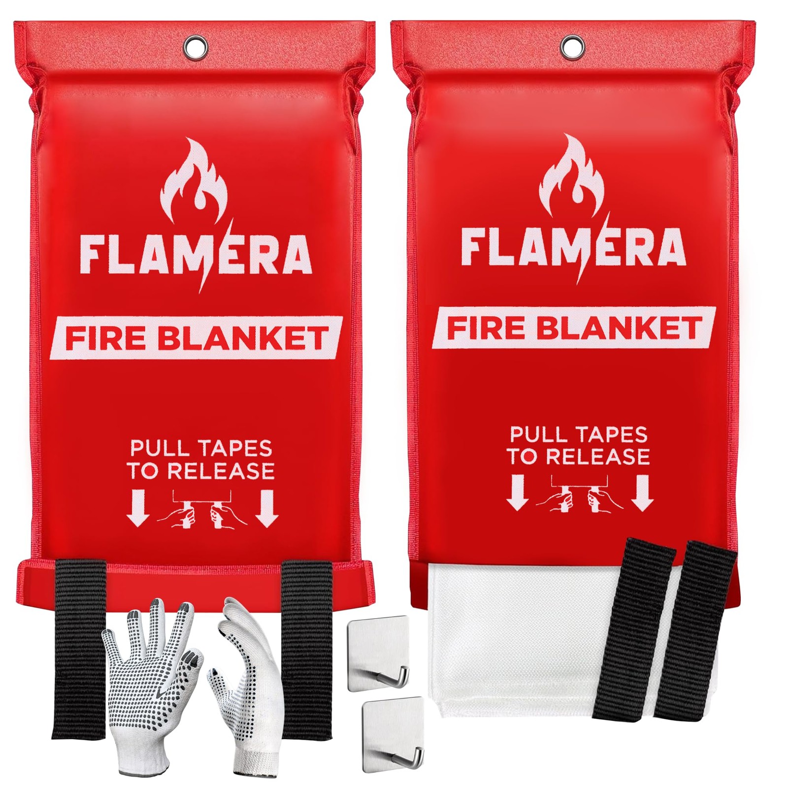 Emergency Fire Blanket for Home and Kitchen (2-Pack) Fireproof and Fire Suppr…