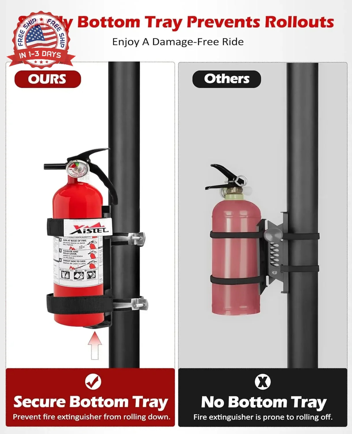 Quick Release UTV Fire Extinguisher Mount Kit Fire Extinguisher Holder Adjustabl