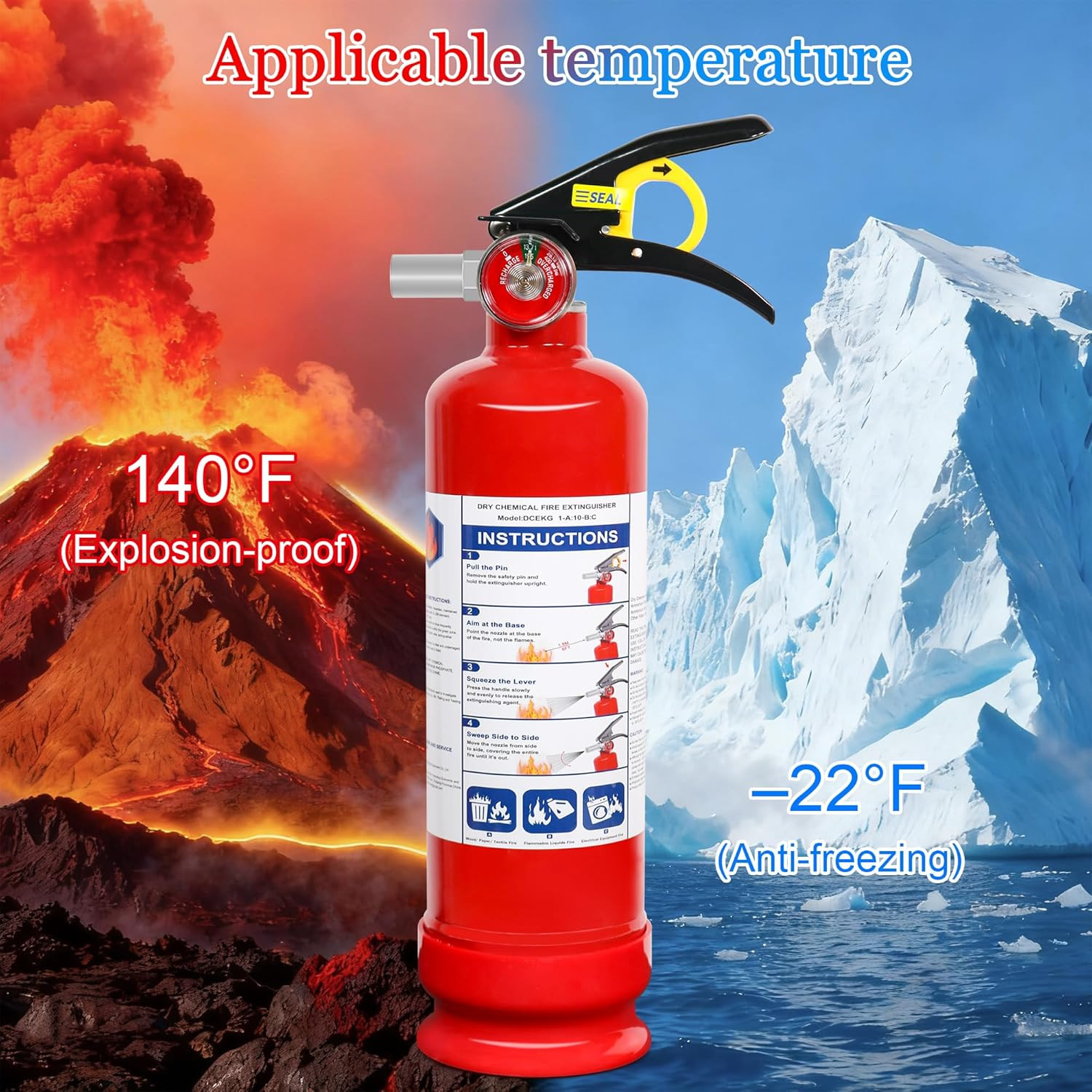 2 Pack ABC Dry Chemical Fire Extinguishers with Mount, 2.5 Lb 1A:10B:C Rating fo