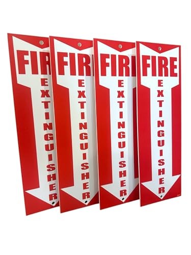 4 Pack Fire Extinguisher Signs 4×12 Inch 80 Mil Thick Plastic Safety Signage