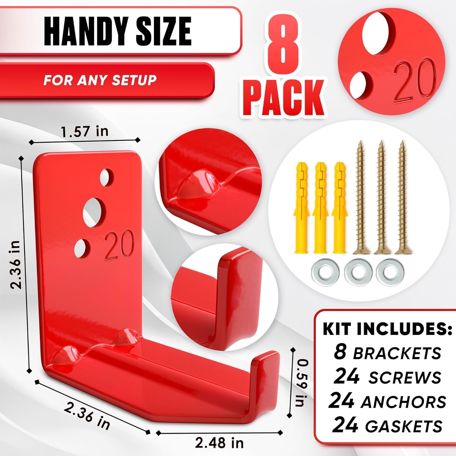 Fire Extinguisher Mount Brackets Set of 8, Heavy Duty Wall Mount Hook 2.36 x …