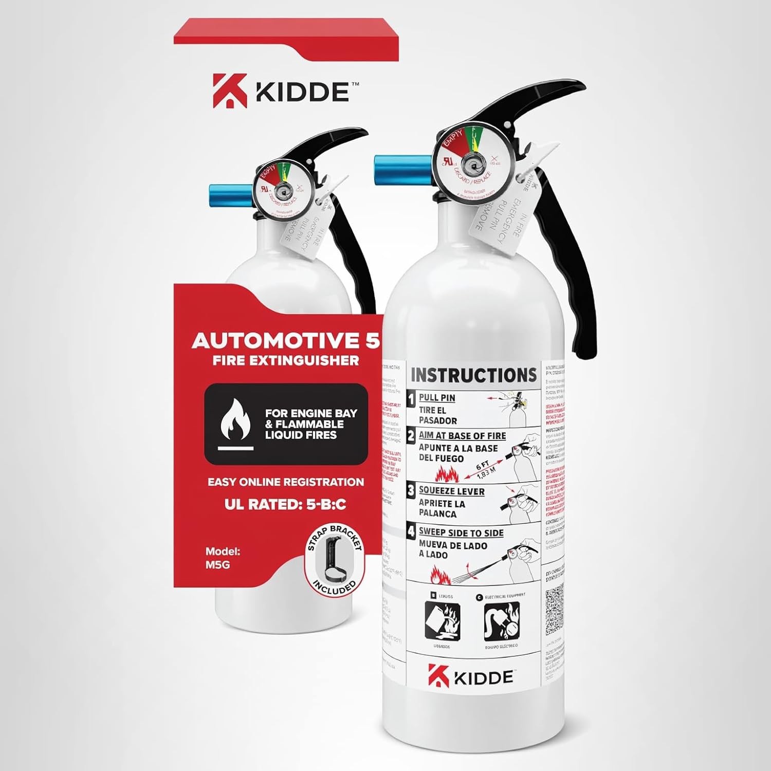 Kidde Auto 5 Fire Extinguisher for Cars and Trucks, 5-B:C, M5G | Motor Vehicle E