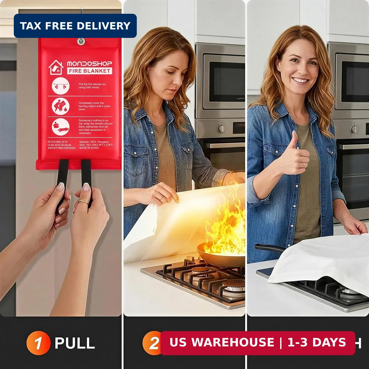 Mondoshop Fire Blankets Emergency for Kitchen Home – Emergency Fire Retardant Bl