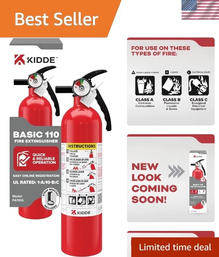 Red Aluminum Fire Extinguisher 1A10BC – Compact Safety with Easy Access Pin