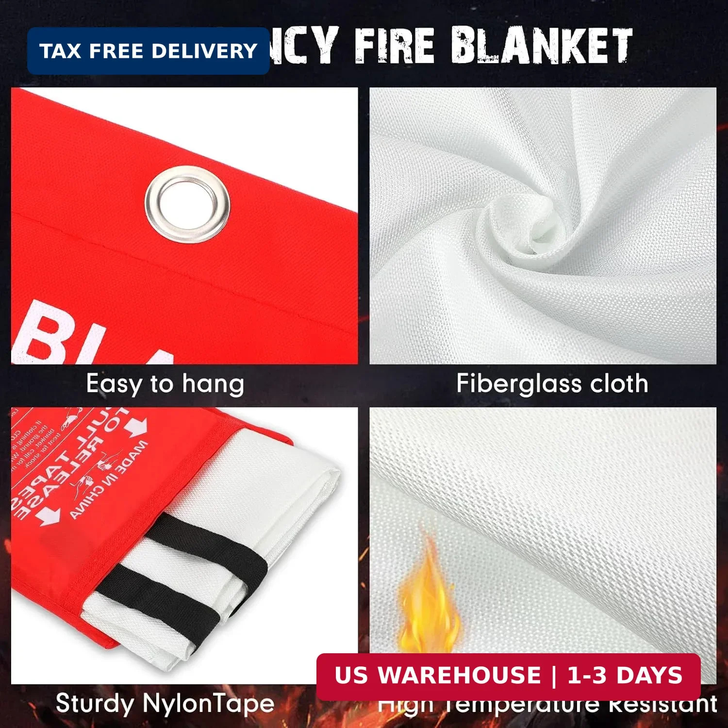 Moukeren Fire Blanket Fire Emergency Blankets for Home Kitchen, Survival Safety
