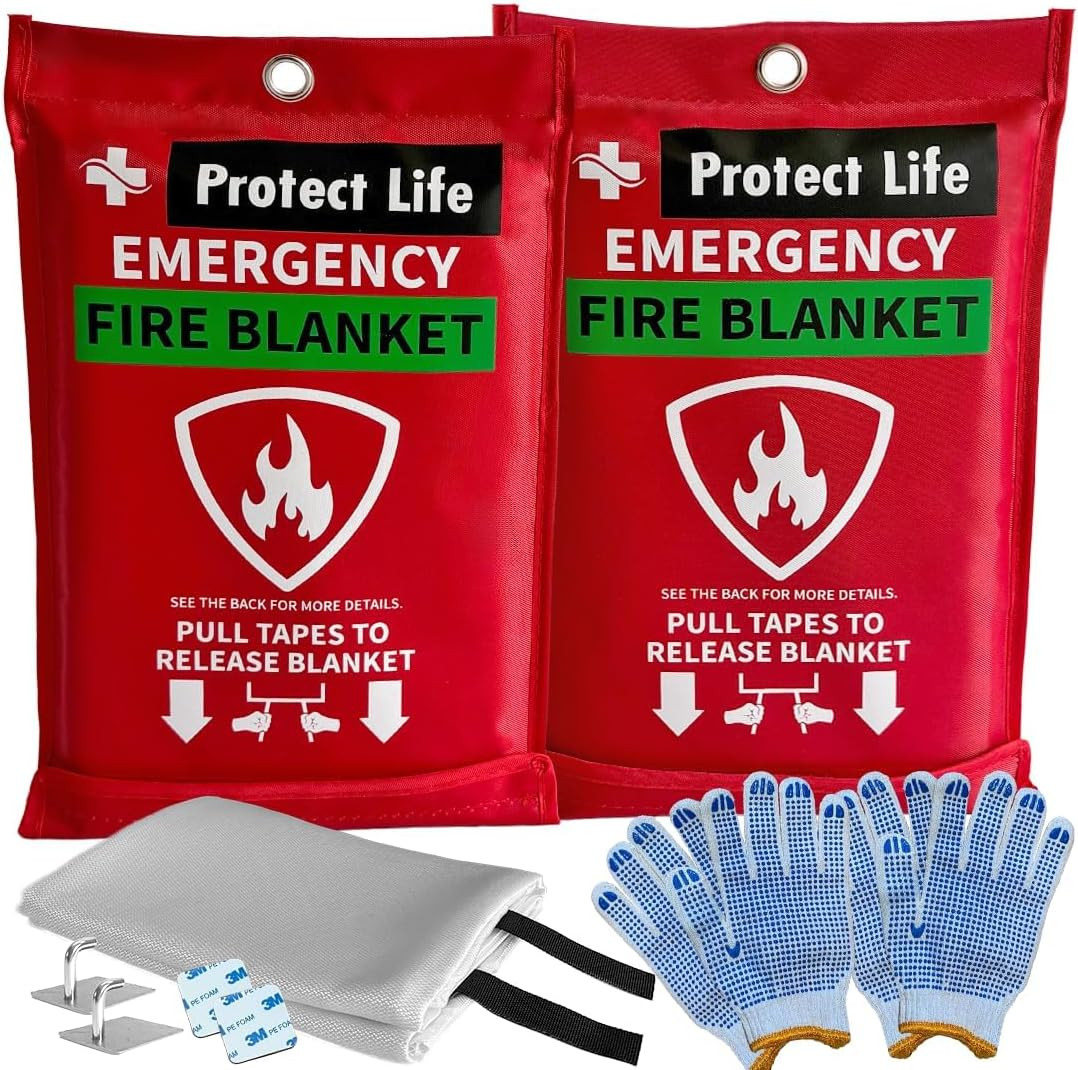 Saving Emergency Fire Blankets 2 Pack – 40″X40″, Fiberglass Fire Blanket for Hom