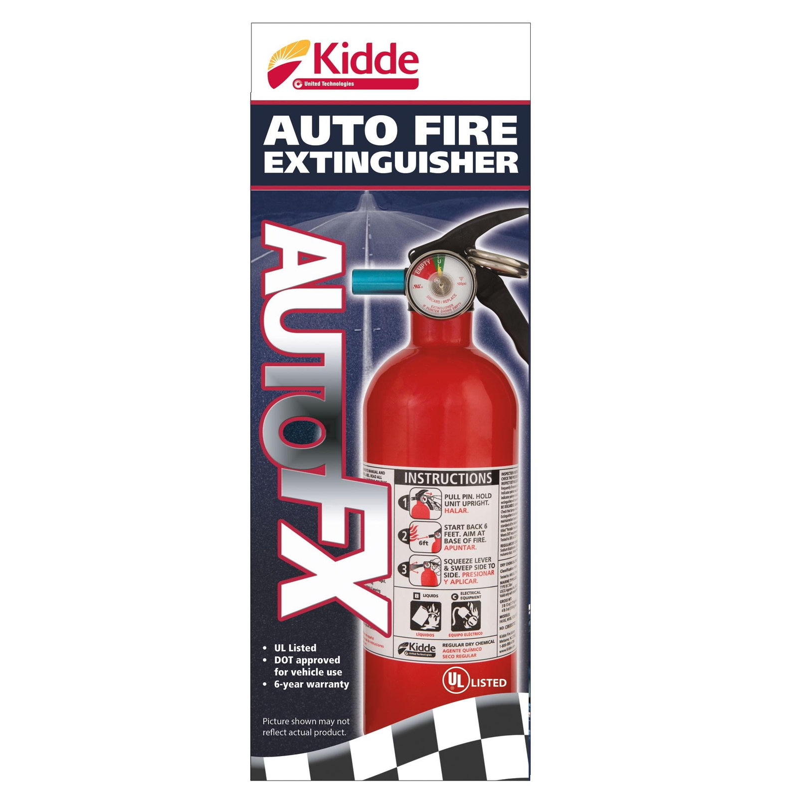 Kidde Auto Fire Extinguishers, Metal Red, 3.15 lb Stainless Steel
