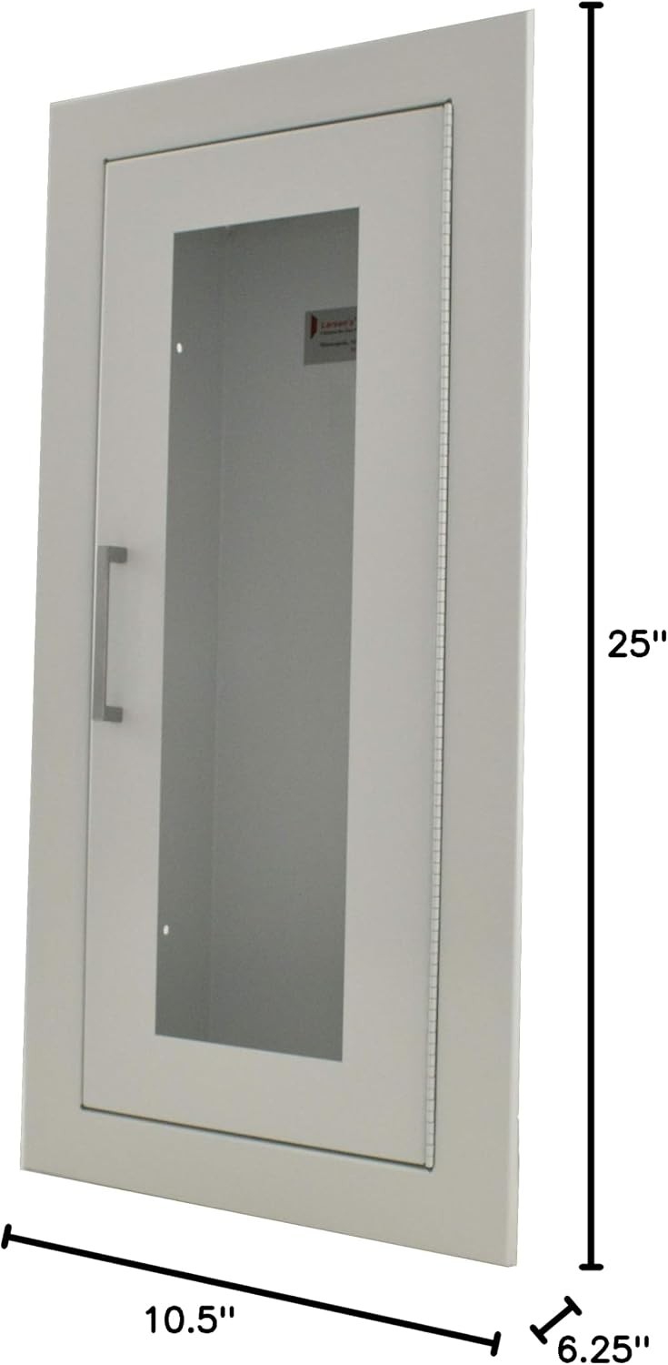 2409-R2 Recessed Fire Extinguisher Cabinet-White Baked Enamel-Full Clear